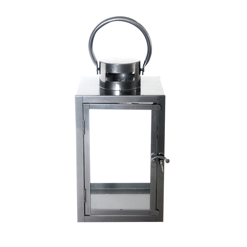 Metal Lantern with Candle Included, 28cm H x 16.1cm W x 16.1cm D