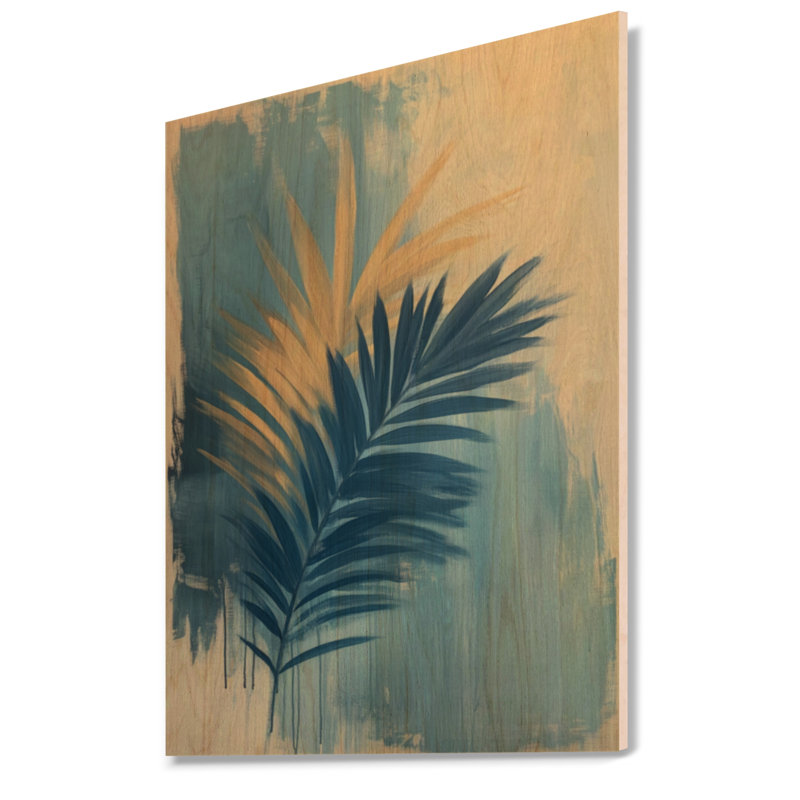 Silhouette de palmier bleu - Décoration murale en bois avec feuilles tropicales, H 40 po x l 30 po, Rectangulaire
