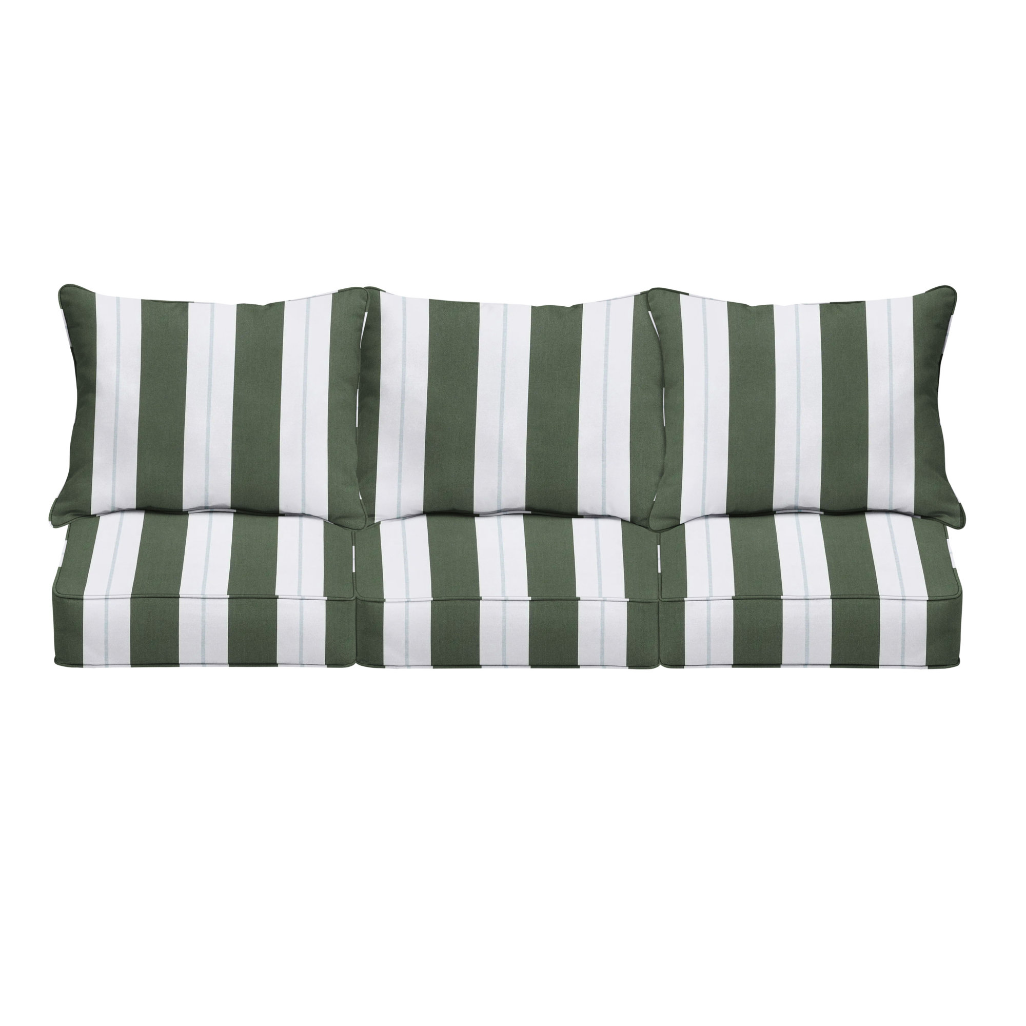 Deana Indoor/Outdoor Sunbrella Seat/Back Cushion, 23" W x 23.5" H, Navy Stripe Sunbrella®
