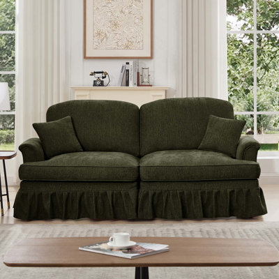 Canapé Mid-Century à 2 places avec volants amovibles et jupes plissées pour deux styles et configurations multiples