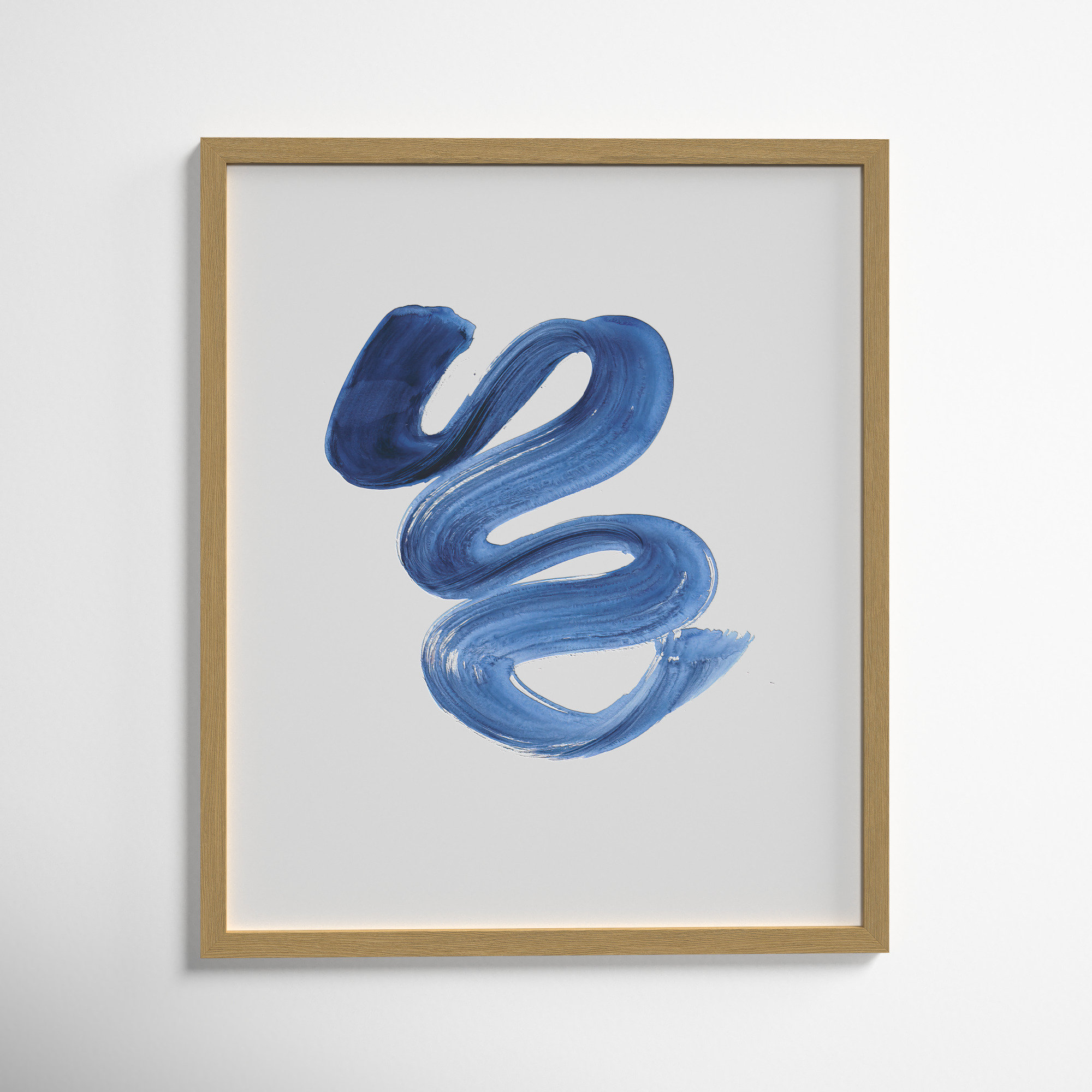 Slinky Indigo II by Filippo Ioco  - Painting Print, Walnut Wood Framed Paper, 25.5" H x 21.5" W x 0.75" D