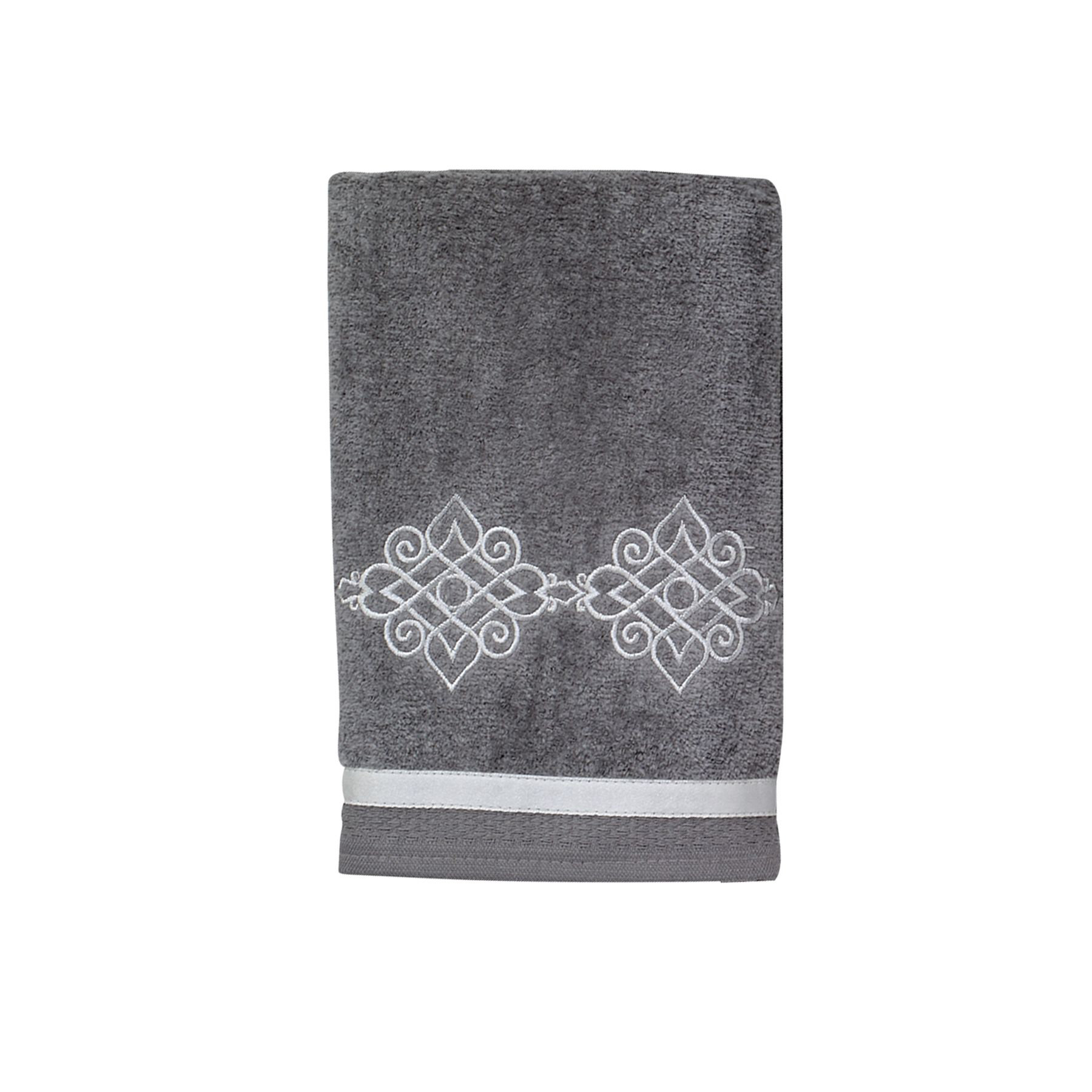 Antiochia Classic Hand Towel; Grey / White