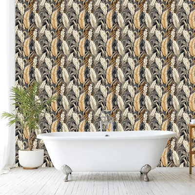 Rouleau de papier peint de luxe à motif de palmiers tropicaux