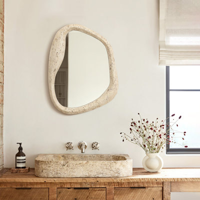 Miroir mural ovale en forme de travertin