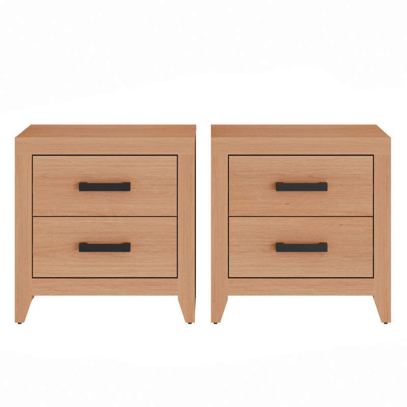 Modern Rustic Nighstand Set Of 2, Mocha