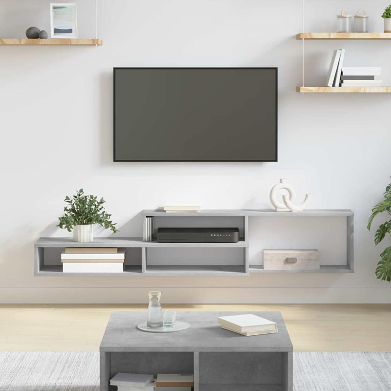 TV Stand, 28.5cm H x 150cm L x 25cm W, Light Grey