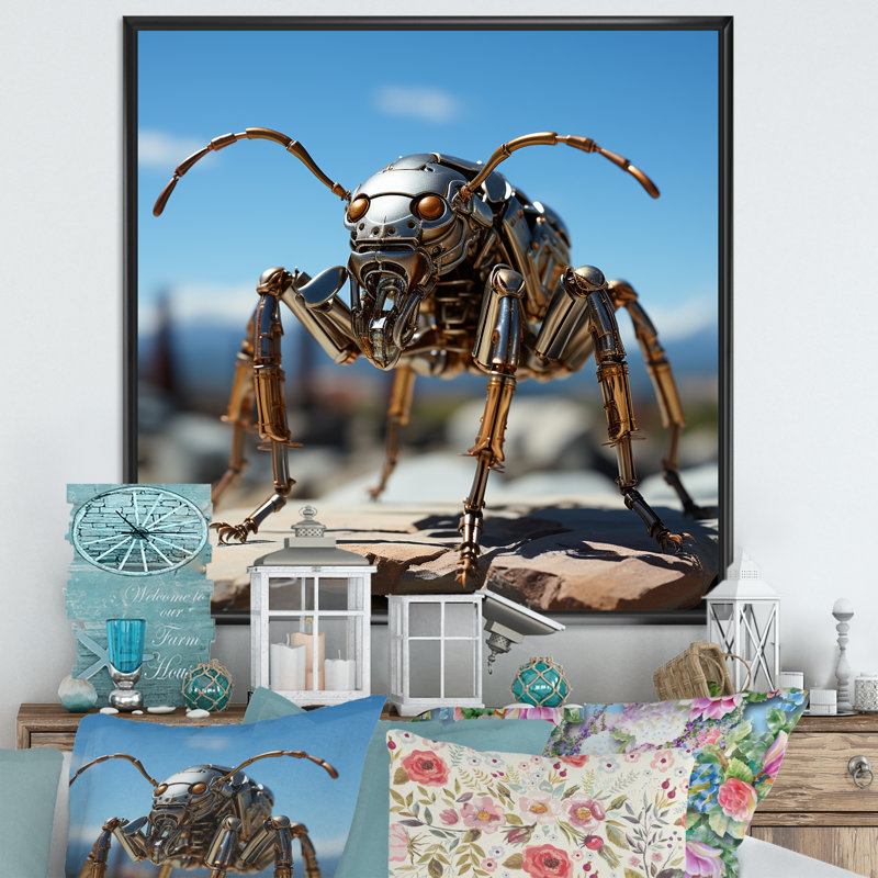 Fourmis industrielles II sur toile, Cadre flottant noir, H 24 po x l 24 po x P 1 po