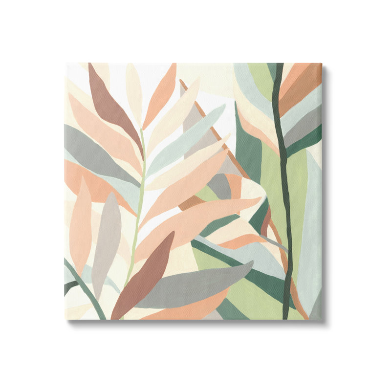 Au-704-Toile, feuilles de palmier tropicales contemporaines sur toile par June Erica Vess, peinture