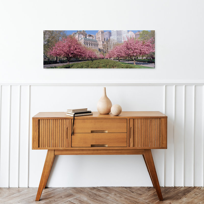 Cherry Trees Battery Park NYC New York City New York State USA by Greg Probst - Wrapped Canvas Panoramic Print