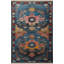Tapis décoratif bleu multicolore à motif frangé et à motif traditionnel-1711570742