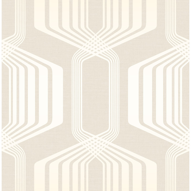 Papier peint rayé hexagonal Seaeda Designs Dreda, Brun clair / coquille d'œuf métallique
