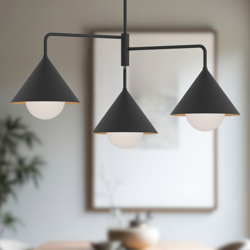 Lustre géométrique à 3 lumières Ireland, Noir mat