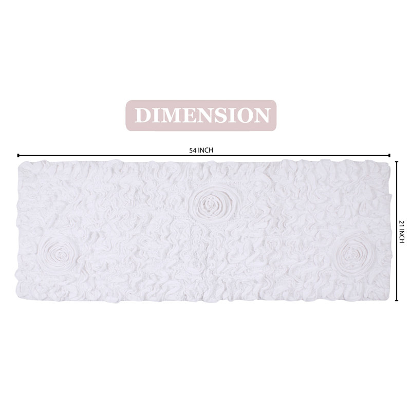 Skak Cotton Bath Rug, 21" W x 54" L, White