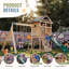 Portique en bois avec glissade ondulée, mur d'escalade, 2 balançoires à sangles et tour d'observation, aire de jeux pour enfants dans le jardin.