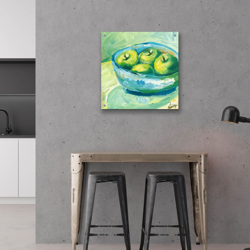 «Bowl of Fruit II» par Ethan Harper, art mural en verre acrylique, H 24 po x l 24 po x P 0,12 po
