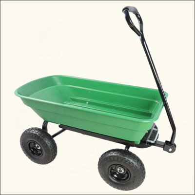 Folding Car Poly Garden Dump Truck With Steel Frame 10 Inches. Pneumatic Tire 300 Lb Capacity Body 55L