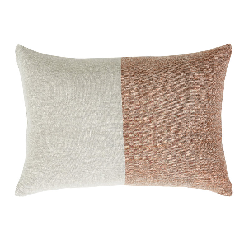Housse de coussin en lin avec plumes en duvet et insert Terracota, Orange