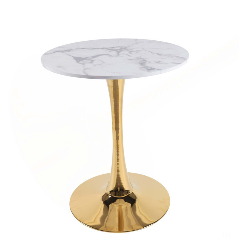 Table Tulipe de 60 cm (23,62 po) de style milieu du siècle, pour 2 à 4 personnes, avec plateau rond en MDF, table à manger sur pied, table d'appoint ou table basse.