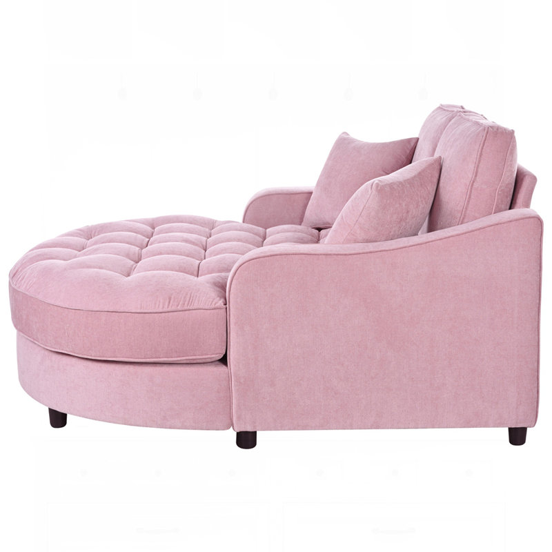 Canapé-lit de 55 po avec méridienne et coussins détachables, Rose