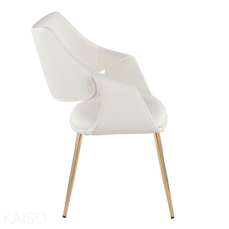 Chaise 2 pièces - métal doré, similicuir blanc