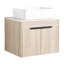 Meuble-lavabo moderne de 24 po. Chêne blanc mural avec lavabo en céramique. Porte à fermeture en douceur et rangement intérieur généreux. Lavabo en chêne. Armoires de rangement abondantes.