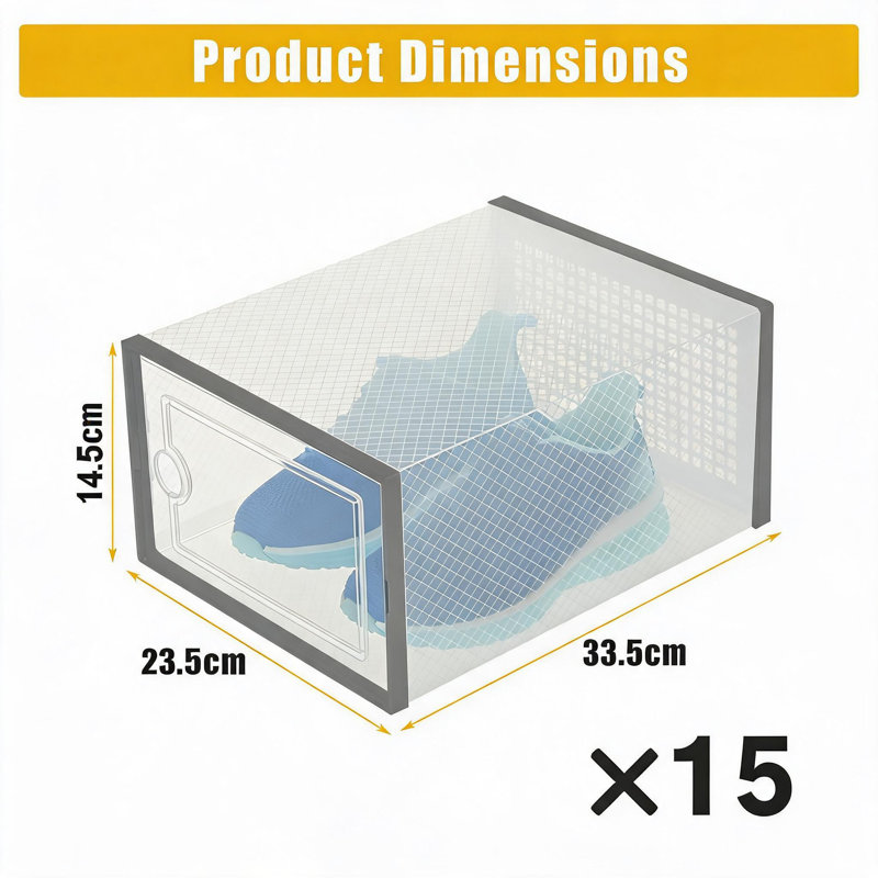 London Boutique Plastic Box, 15PCS, Gray