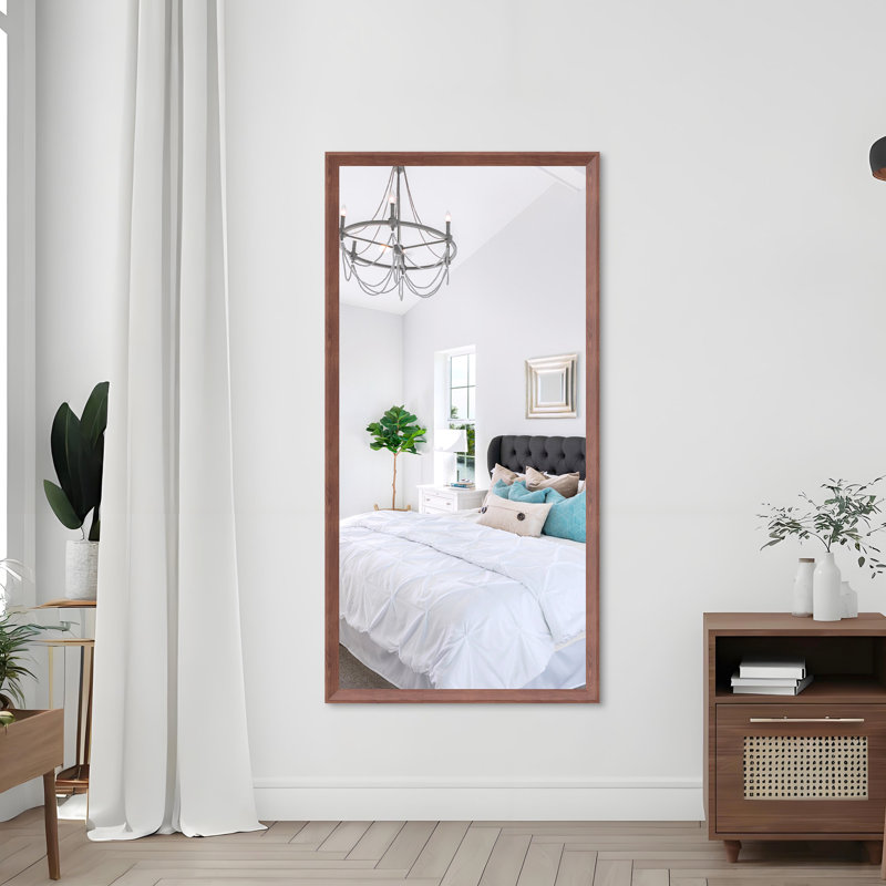 Miroir de salle de bain 60 po x 30 po avec cadre teinté en noyer, verre à l'épreuve de l'aluminium, fixation murale rapide et simple de 60 po x 30 po à l'épreuve des tons, monté dans différentes directions