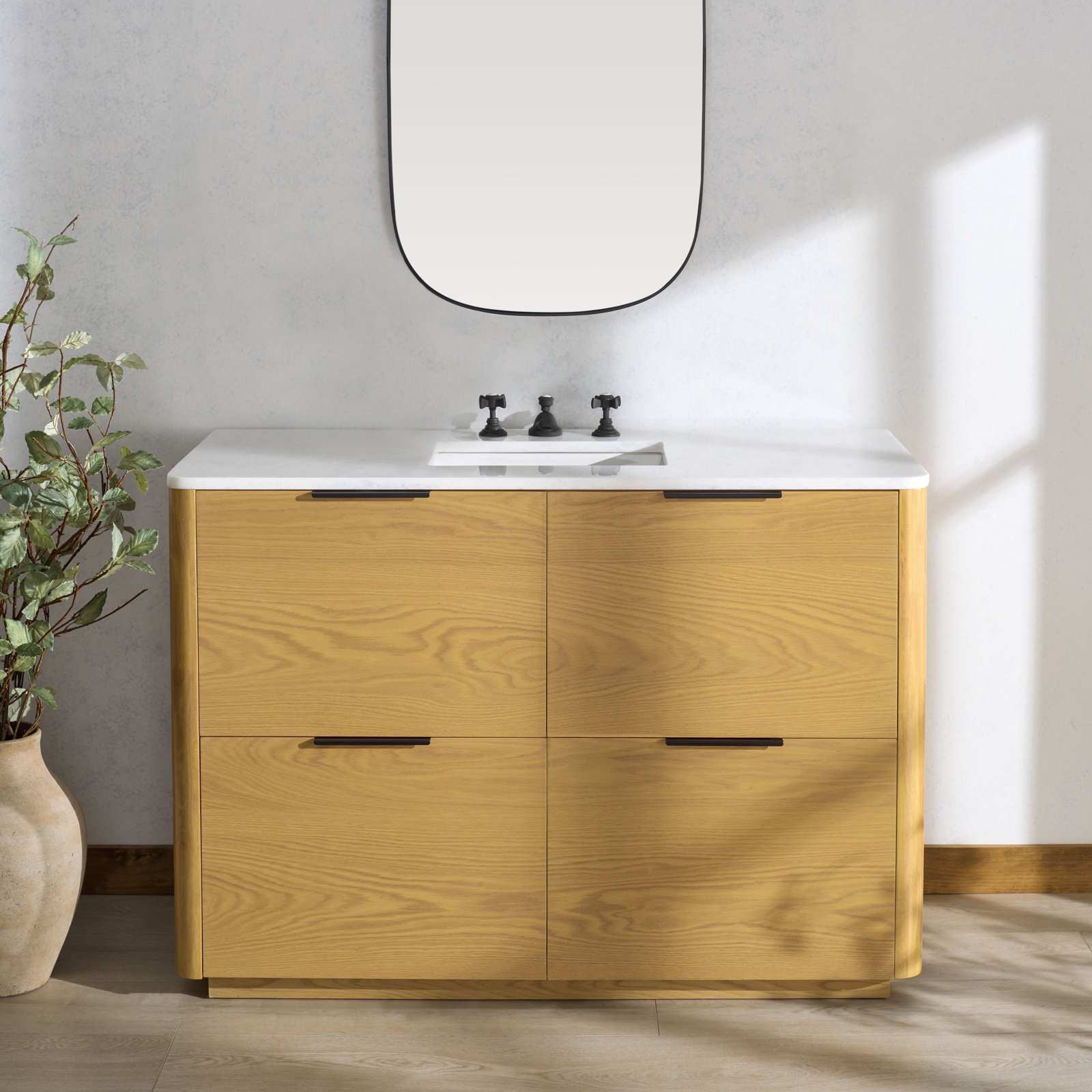 Tahani 48" Genuine Marble Single Bathroom Vanity, Natural