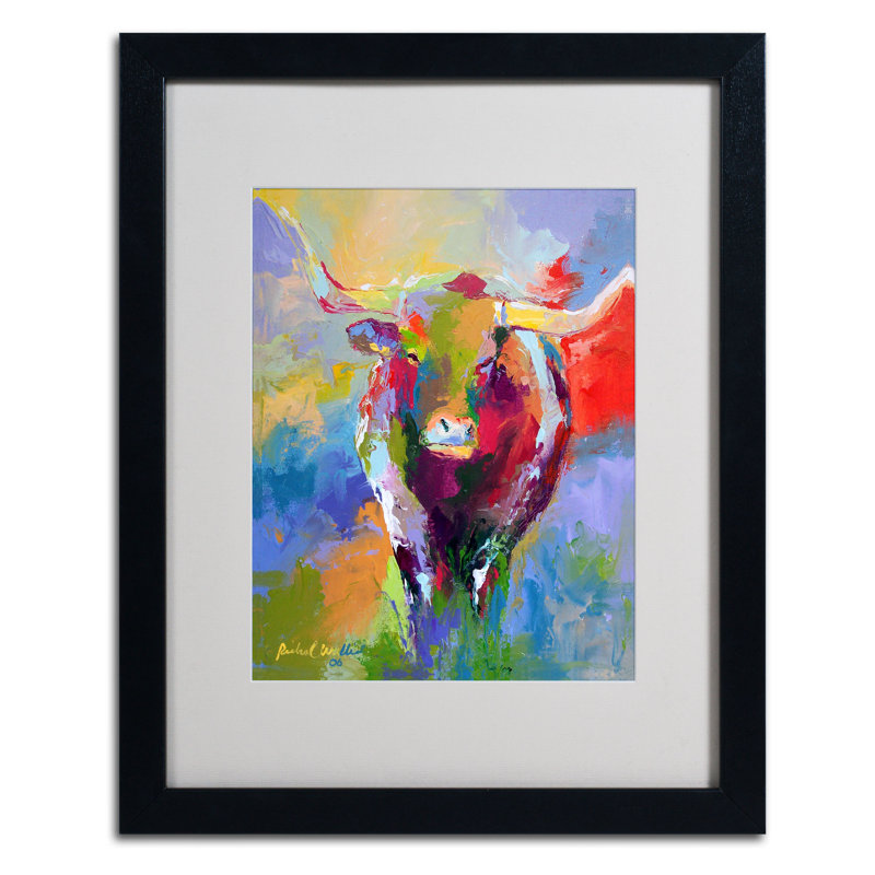 « longhorn », reproduction d’art sur toile encadrée, H 20 po x l 16 po x P 0,5 po, Noir