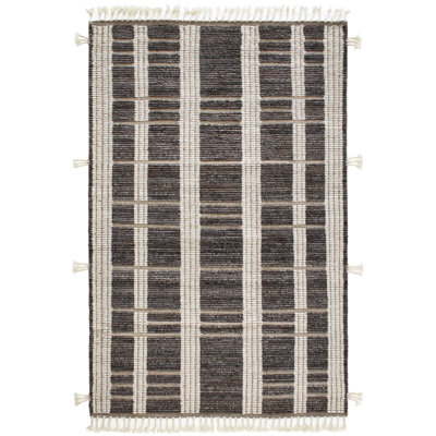 Tapis gris / ivoire en laine noué à la main Tory