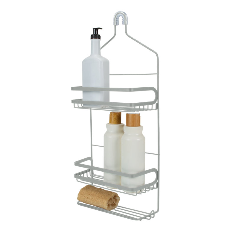 Gray Stainless Steel Suction Mount Shower Caddy with Shelves