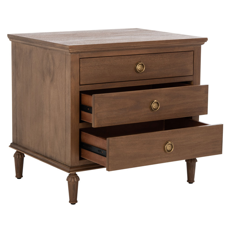 Table de chevet 3 tiroirs Hubbard, Brun