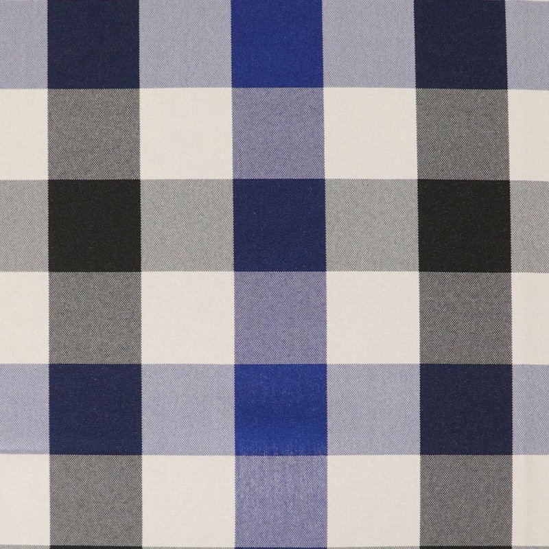 Cantonnière à carreaux sur mesure, Noir / bleu royal / blanc, L 9 po x L 120 po