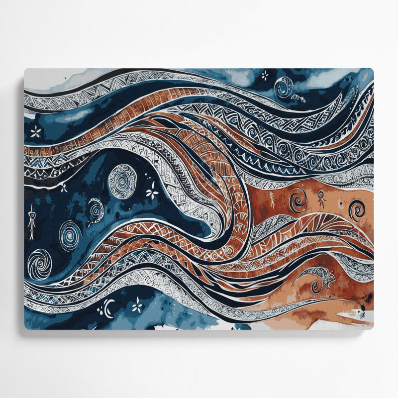 Art mural hawaïen avec motifs polynésiens gris, H 12 po x l 18 po