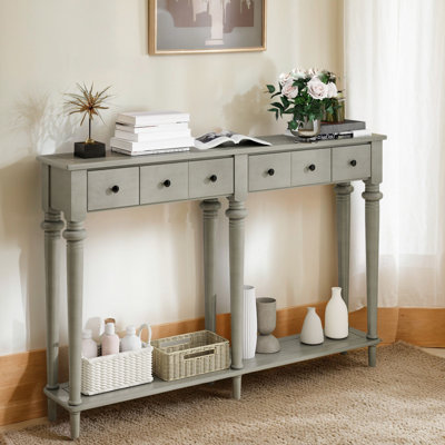Timeless Console Table – Entryway Table With Drawers And Open Shelf For Decor by Livego