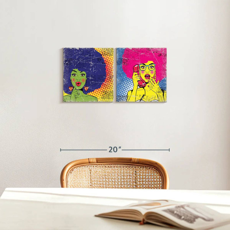 «Retro Comic Women», reproduction sur toile, H 21 po x l 10 po x P 1,25 po