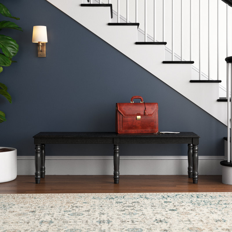 Courtdale Solid Wood Bench, 18" H x 60" W x 14" D, Ebony