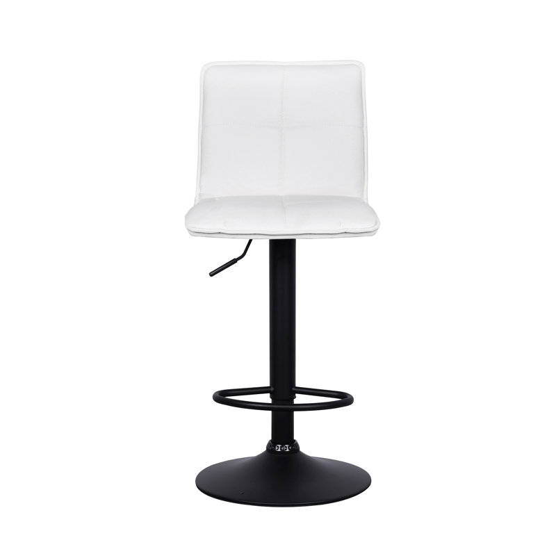 Tabouret de bar pivotant à hauteur réglable, Similicuir blanc / cadre noir, 3
