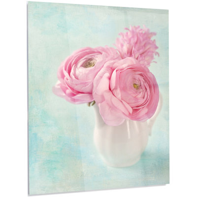 " Pink Ranunculus Flowers In Vase "