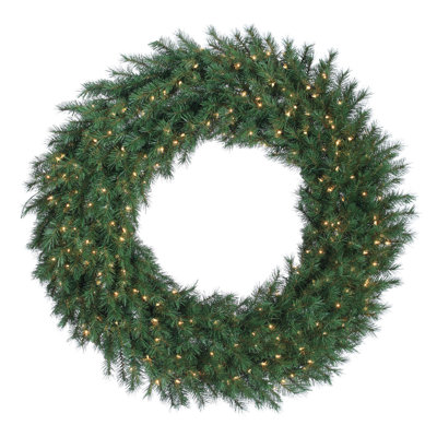 Grand Aspen Spruce Wreath With 500 Tips And 600 Warm White LED Lights
