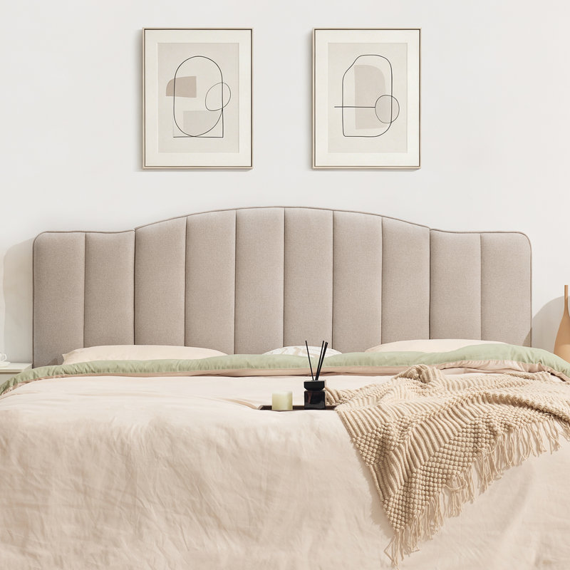 Tête de lit tapissier capitonnée arquée à hauteur et largeur réglables pour chambre à coucher, Double/Grand, Brown