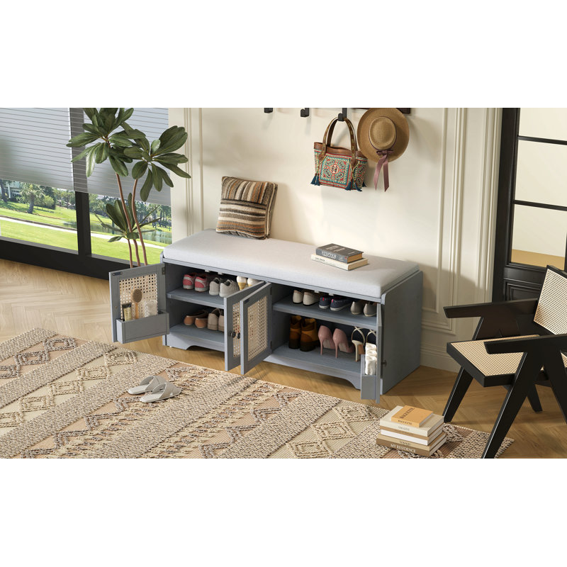 Banc de rangement Rustic, Gris délavé