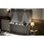 Lit grand format avec bureau, lumières à DEL, station de charge - gris, mur peu encombrant pour les petites pièces, design moderne et contreplaqué, assemblage facile-128992057