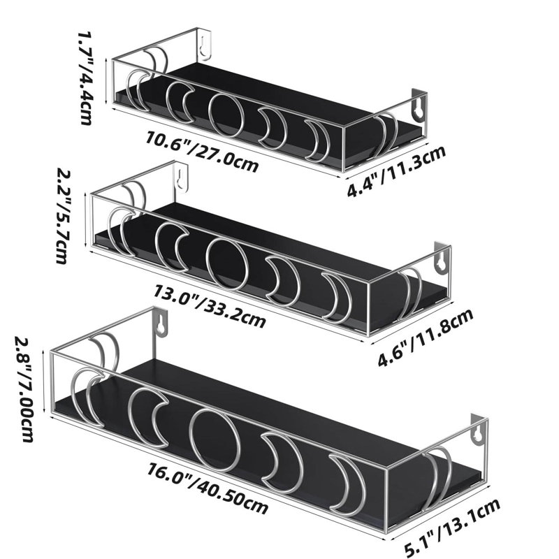 Floating Shelf, Silver/Black