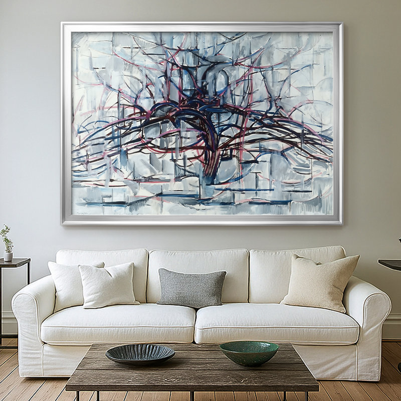 Le pommier en fleurs - Piet Mondrian - Toile tendue avec cadre 1912, 30x.5x42.5, Framed Canvas, Silver