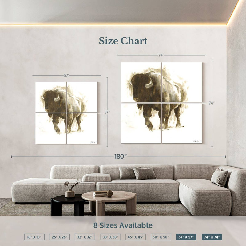 Brampt Rustic Bison II, 57" H x 57" W