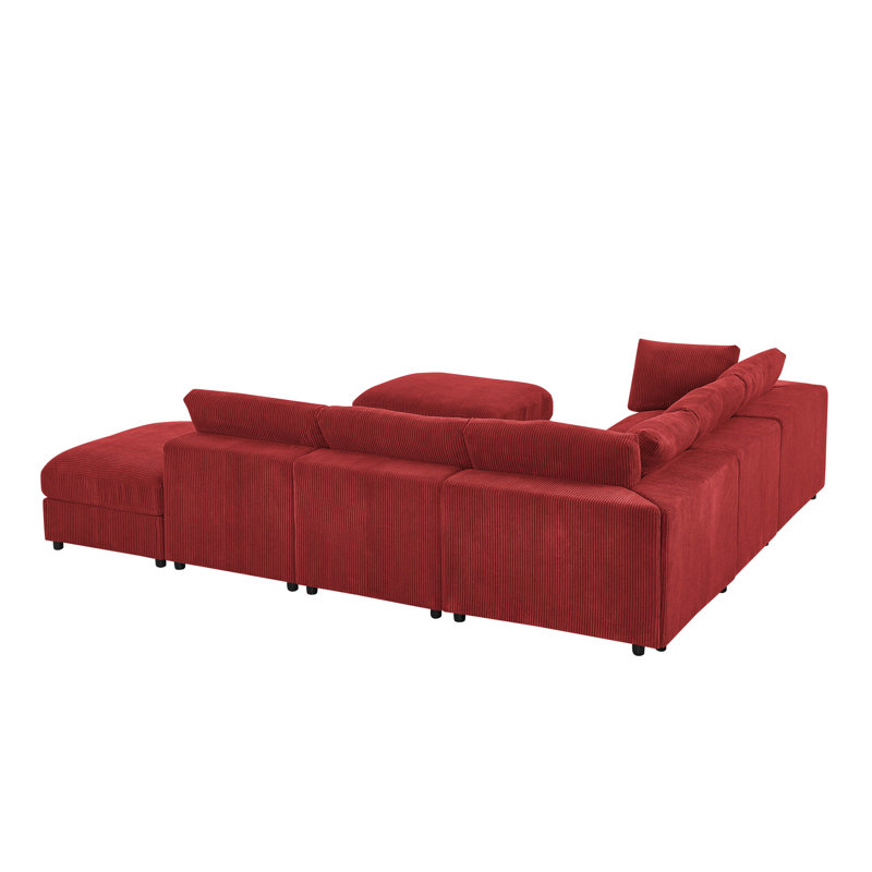 Canapé modulaire en velours côtelé Chanpinemere, Red Corduroy