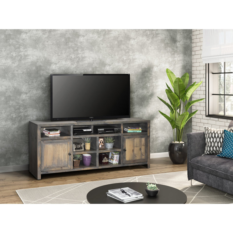 Meuble télé 84 po avec finition pouvant accueillir jusqu'à 95 téléviseurs, aucun assemblage requis, deux portes et cinq tablettes, fini console de style rustique de 84 po, pouvant accueillir des téléviseurs jusqu'à 95 po, assemblage et tablettes fixes