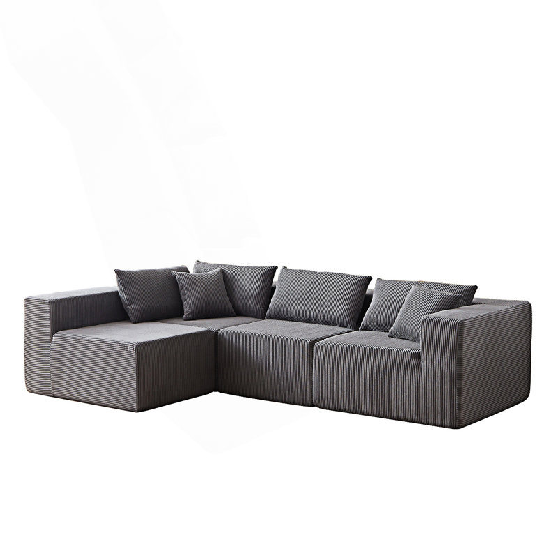 Riaan Modular Sectional Sofa, Gray Corduroy