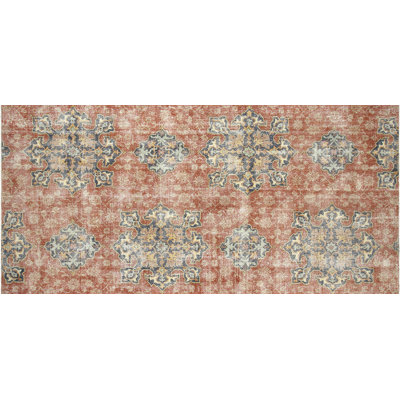 Tapis de couloir unique en laine noué à la main de style galerie des années 1960 de 7 pi 10 po x 16 pi 7 po en rouge / bleu foncé Gallery